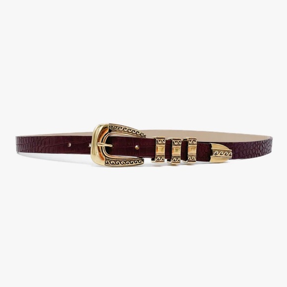 NWOT Streets Ahead The Fay Belt In Cognac & Gold Hardware - Size M - Picture 1 of 12
